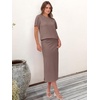 image:imageANRABESS Womens 2 Piece Striped Sweater Skirt SetNutmeg