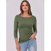 image:imageANRABESS Womens 34 Long Sleeve Shirts Ribbed Slim Fitted Fall TopsArmy Green