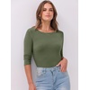 image:imageANRABESS Womens 34 Long Sleeve Shirts Ribbed Slim Fitted Fall TopsArmy Green