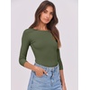 image:imageANRABESS Womens 34 Long Sleeve Shirts Ribbed Slim Fitted Fall TopsArmy Green