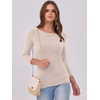 image:imageANRABESS Womens 34 Long Sleeve Shirts Ribbed Slim Fitted Fall TopsBeige