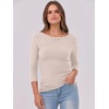 image:imageANRABESS Womens 34 Long Sleeve Shirts Ribbed Slim Fitted Fall TopsBeige