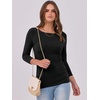 image:imageANRABESS Womens 34 Long Sleeve Shirts Ribbed Slim Fitted Fall TopsBlack