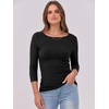 image:imageANRABESS Womens 34 Long Sleeve Shirts Ribbed Slim Fitted Fall TopsBlack