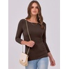 image:imageANRABESS Womens 34 Long Sleeve Shirts Ribbed Slim Fitted Fall TopsBrown