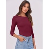 image:imageANRABESS Womens 34 Long Sleeve Shirts Ribbed Slim Fitted Fall TopsBurgundy