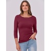 image:imageANRABESS Womens 34 Long Sleeve Shirts Ribbed Slim Fitted Fall TopsBurgundy