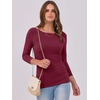 image:imageANRABESS Womens 34 Long Sleeve Shirts Ribbed Slim Fitted Fall TopsBurgundy