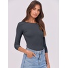 image:imageANRABESS Womens 34 Long Sleeve Shirts Ribbed Slim Fitted Fall TopsCharcoal