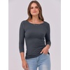 image:imageANRABESS Womens 34 Long Sleeve Shirts Ribbed Slim Fitted Fall TopsCharcoal