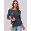 image:imageANRABESS Womens 34 Long Sleeve Shirts Ribbed Slim Fitted Fall TopsCharcoal