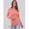 image:imageANRABESS Womens 34 Long Sleeve Shirts Ribbed Slim Fitted Fall TopsCoral