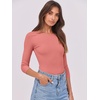 image:imageANRABESS Womens 34 Long Sleeve Shirts Ribbed Slim Fitted Fall TopsCoral