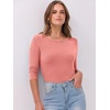 image:imageANRABESS Womens 34 Long Sleeve Shirts Ribbed Slim Fitted Fall TopsCoral