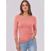 image:imageANRABESS Womens 34 Long Sleeve Shirts Ribbed Slim Fitted Fall TopsCoral