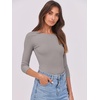 image:imageANRABESS Womens 34 Long Sleeve Shirts Ribbed Slim Fitted Fall TopsDark Khaki