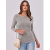 image:imageANRABESS Womens 34 Long Sleeve Shirts Ribbed Slim Fitted Fall TopsDark Khaki