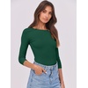 image:imageANRABESS Womens 34 Long Sleeve Shirts Ribbed Slim Fitted Fall TopsForest