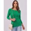image:imageANRABESS Womens 34 Long Sleeve Shirts Ribbed Slim Fitted Fall TopsGreen