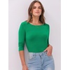 image:imageANRABESS Womens 34 Long Sleeve Shirts Ribbed Slim Fitted Fall TopsGreen