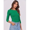 image:imageANRABESS Womens 34 Long Sleeve Shirts Ribbed Slim Fitted Fall TopsGreen