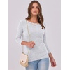 image:imageANRABESS Womens 34 Long Sleeve Shirts Ribbed Slim Fitted Fall TopsGrey