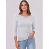 image:imageANRABESS Womens 34 Long Sleeve Shirts Ribbed Slim Fitted Fall TopsGrey