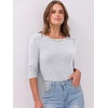 image:imageANRABESS Womens 34 Long Sleeve Shirts Ribbed Slim Fitted Fall TopsGrey