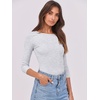 image:imageANRABESS Womens 34 Long Sleeve Shirts Ribbed Slim Fitted Fall TopsGrey