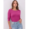 image:imageANRABESS Womens 34 Long Sleeve Shirts Ribbed Slim Fitted Fall TopsHot Pink