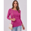 image:imageANRABESS Womens 34 Long Sleeve Shirts Ribbed Slim Fitted Fall TopsHot Pink