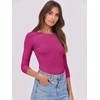 image:imageANRABESS Womens 34 Long Sleeve Shirts Ribbed Slim Fitted Fall TopsHot Pink