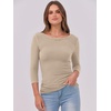 image:imageANRABESS Womens 34 Long Sleeve Shirts Ribbed Slim Fitted Fall TopsLight Khaki