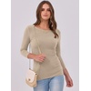 image:imageANRABESS Womens 34 Long Sleeve Shirts Ribbed Slim Fitted Fall TopsLight Khaki