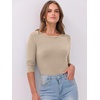 image:imageANRABESS Womens 34 Long Sleeve Shirts Ribbed Slim Fitted Fall TopsLight Khaki