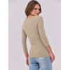 image:imageANRABESS Womens 34 Long Sleeve Shirts Ribbed Slim Fitted Fall TopsLight Khaki