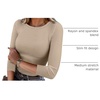 image:imageANRABESS Womens 34 Long Sleeve Shirts Ribbed Slim Fitted Fall TopsLight Khaki