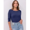 image:imageANRABESS Womens 34 Long Sleeve Shirts Ribbed Slim Fitted Fall TopsNavy Blue