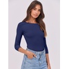 image:imageANRABESS Womens 34 Long Sleeve Shirts Ribbed Slim Fitted Fall TopsNavy Blue