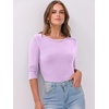 image:imageANRABESS Womens 34 Long Sleeve Shirts Ribbed Slim Fitted Fall TopsPurple
