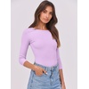 image:imageANRABESS Womens 34 Long Sleeve Shirts Ribbed Slim Fitted Fall TopsPurple
