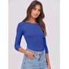 image:imageANRABESS Womens 34 Long Sleeve Shirts Ribbed Slim Fitted Fall TopsRoyal Blue