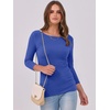 image:imageANRABESS Womens 34 Long Sleeve Shirts Ribbed Slim Fitted Fall TopsRoyal Blue