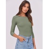 image:imageANRABESS Womens 34 Long Sleeve Shirts Ribbed Slim Fitted Fall TopsSage Green