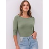 image:imageANRABESS Womens 34 Long Sleeve Shirts Ribbed Slim Fitted Fall TopsSage Green