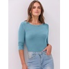 image:imageANRABESS Womens 34 Long Sleeve Shirts Ribbed Slim Fitted Fall TopsSky