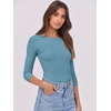 image:imageANRABESS Womens 34 Long Sleeve Shirts Ribbed Slim Fitted Fall TopsSky