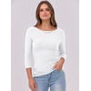 image:imageANRABESS Womens 34 Long Sleeve Shirts Ribbed Slim Fitted Fall TopsWhite