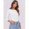 image:imageANRABESS Womens 34 Long Sleeve Shirts Ribbed Slim Fitted Fall TopsWhite