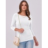 image:imageANRABESS Womens 34 Long Sleeve Shirts Ribbed Slim Fitted Fall TopsWhite